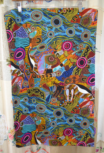 Aboriginal Art Tea Towel- Dingo and Kangaroo