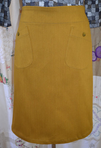 Berserk Mustard Ochre stretch pocket skirt